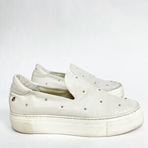 AGL Studded Slip On Sneaker Platform Bone Ivory White Gold Size 38 $388